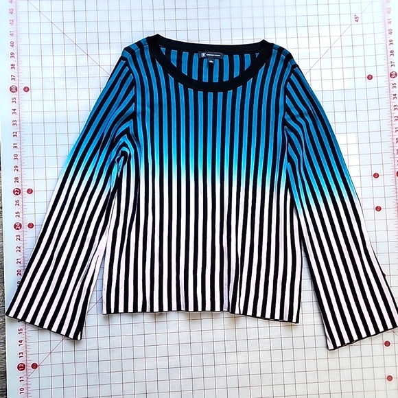 I.N.C  long sleeve  Blue Pink flare bell Arms Clasic Blouse bussiness top - Picture 1 of 5